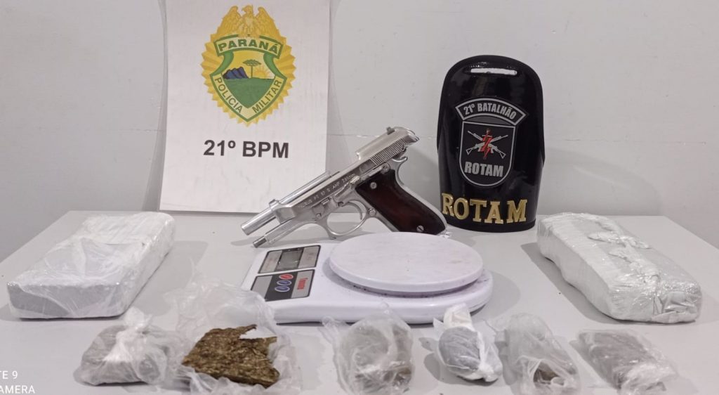 Polícia Militar prende homem por tráfico, apreende mais de 1,2 kg de maconha e pistola