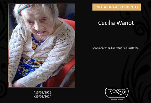 Familiares informam o falecimento de Cecilia Wanot