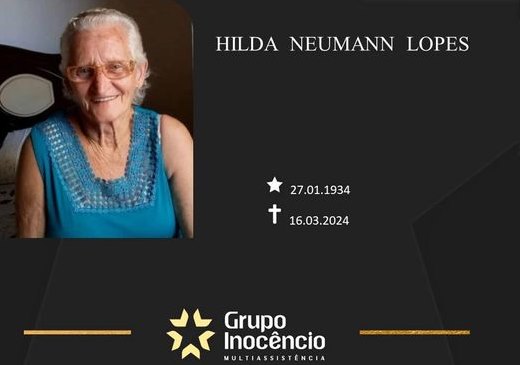 Familiares informam o falecimento de Hilda Neumann Lopes