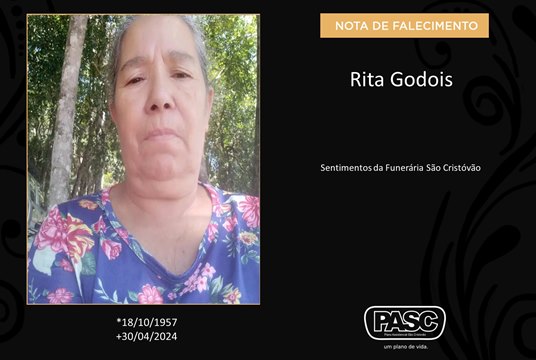 Familiares informam o falecimento de Rita Godois
