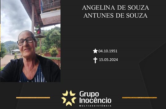 Familiares informam o falecimento de Angelina de Souza Antunes de Souza