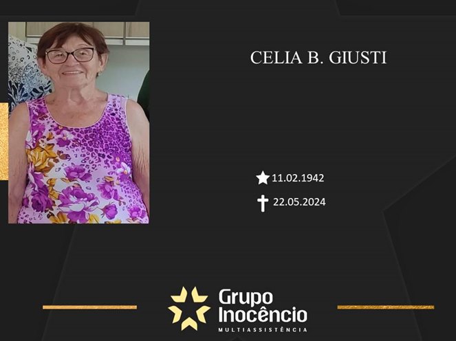 Familiares informam o falecimento de Celia B. Giusti