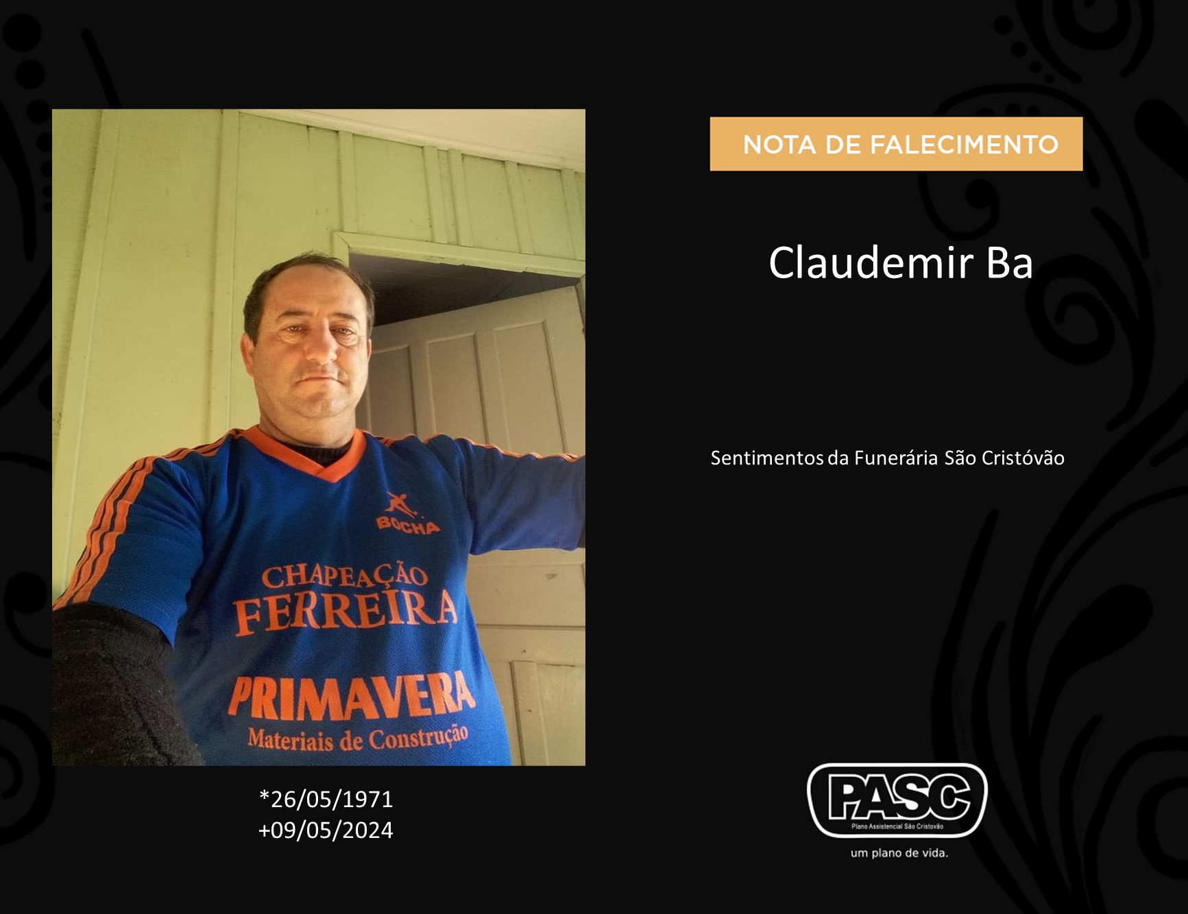 Francisco Beltrão: Familiares informam falecimento de Claudemir Ba