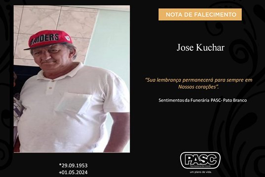 Familiares informam o falecimento de Jose Kuchar
