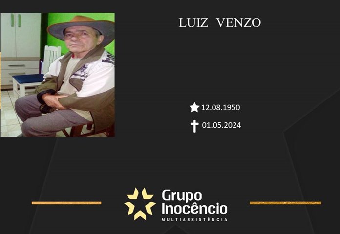 Familiares informam o falecimento de Luiz Venzo
