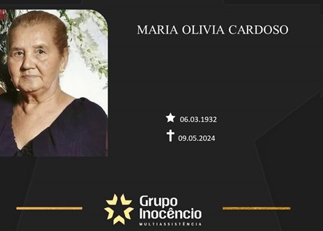 Familiares informam o falecimento de Maria Olivia Cardoso