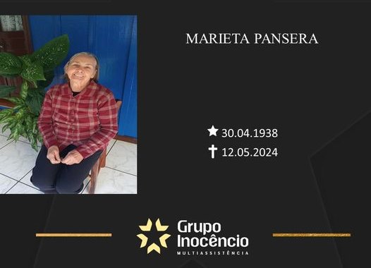 Familiares informam o falecimento de Marieta Pansera