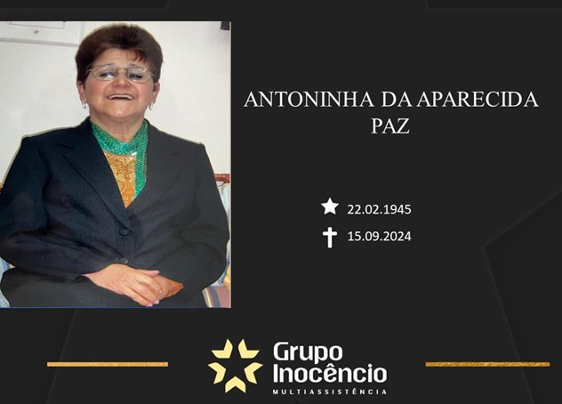 Familiares informam o falecimento de Antoninha da Aparecida Paz (Professora Antoninha)