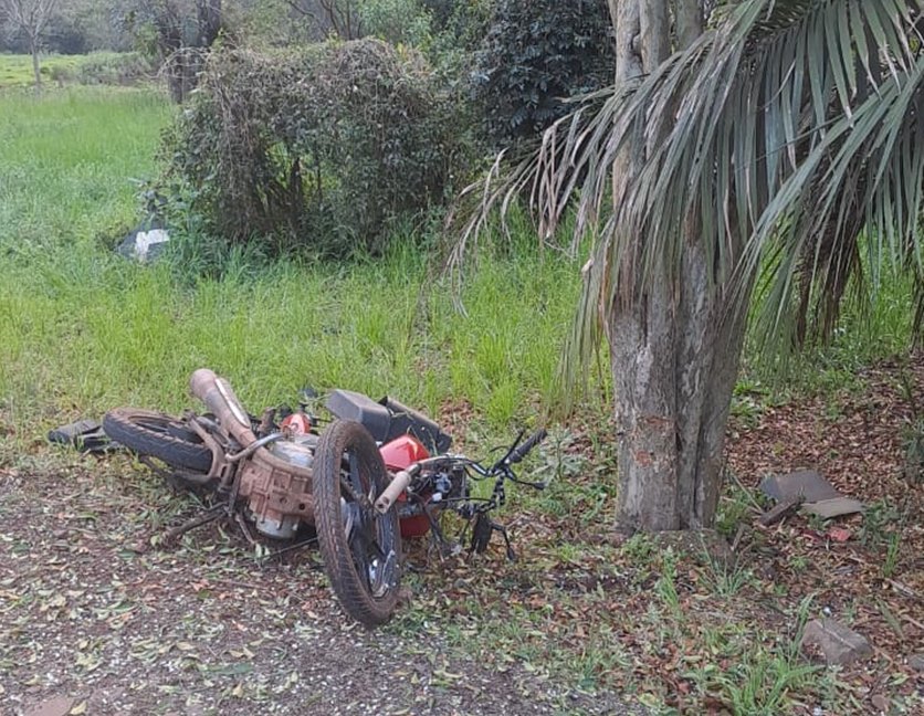 Condutor morre após moto sair da pista e bater em árvore na PR-884