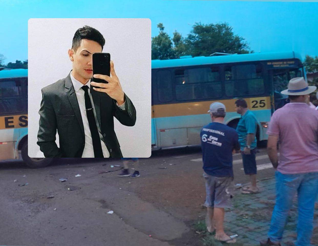 Homem morre e mulher fica gravemente ferida após colisão entre moto e ônibus