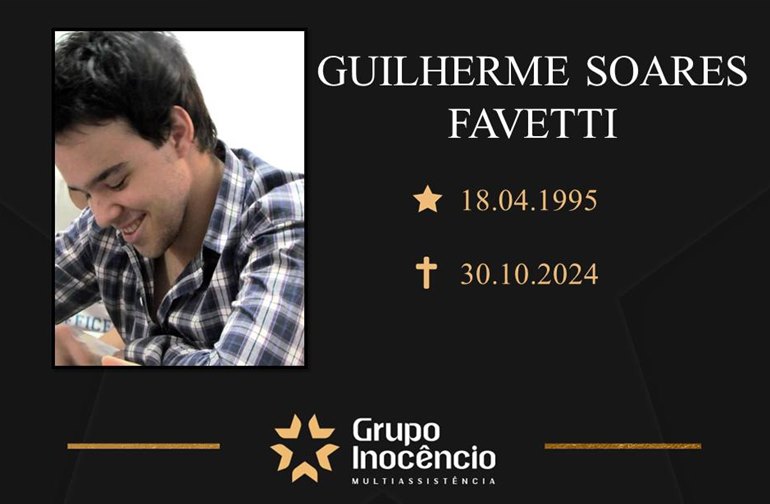 Familiares informam o falecimento de Guilherme Favetti, 29 anos