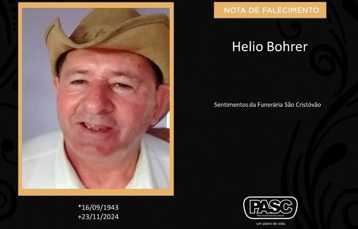 Familiares informam o falecimento de Helio Bohrer