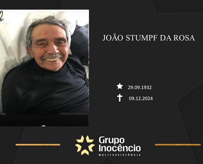 Familiares informam o falecimento do senhor João Stumpf da Rosa