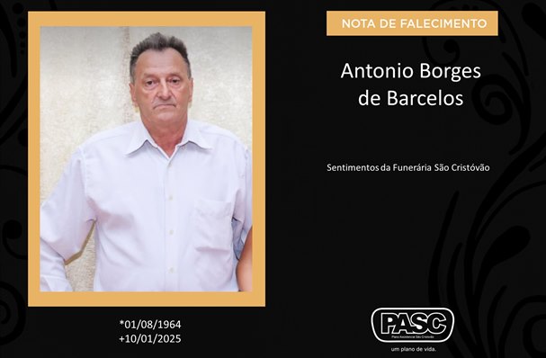 Familiares informam o falecimento de Antonio Borges de Barcelo