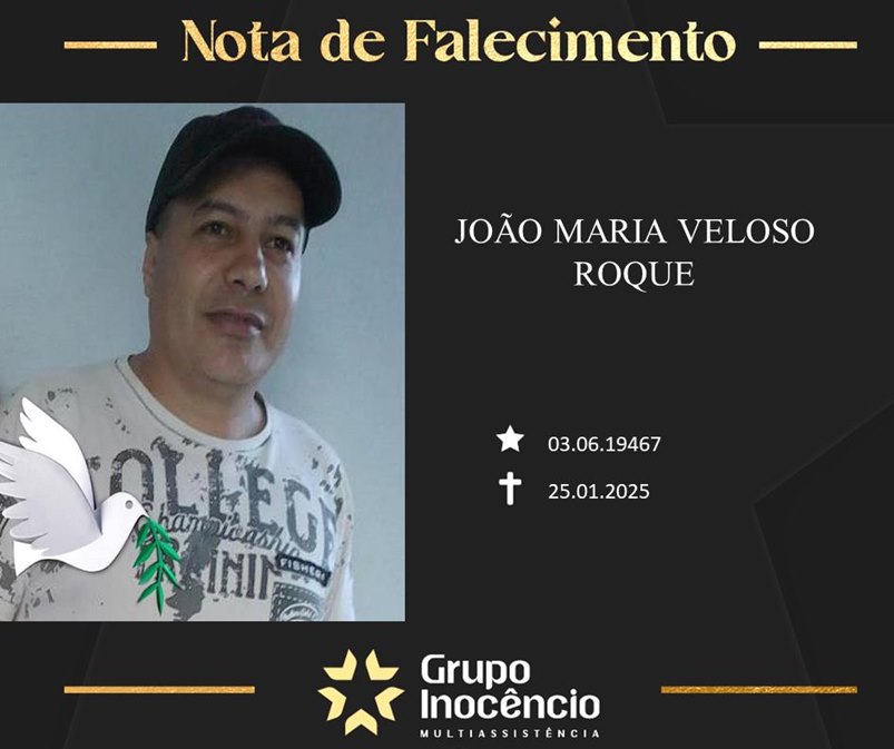 Familiares informam o falecimento de João Maria Veloso Roque