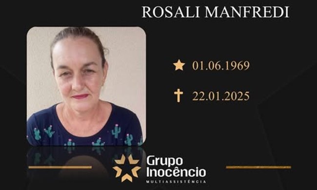 Familiares comunicam o falecimento de Rosali Manfredi