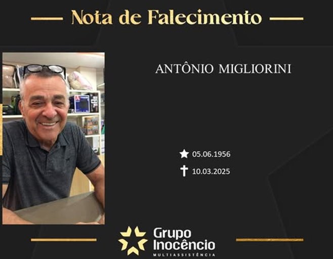 Familiares informam o falecimento Antônio Migliorini (Popular Chico)