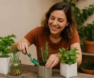Como criar um jardim de ervas usando materiais recicláveis