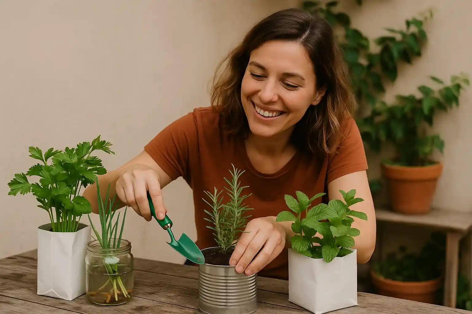 Como criar um jardim de ervas usando materiais recicláveis