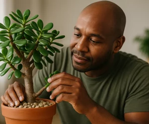 Suculenta jade fica mais robusta se você aplicar esse truque com pedrinhas