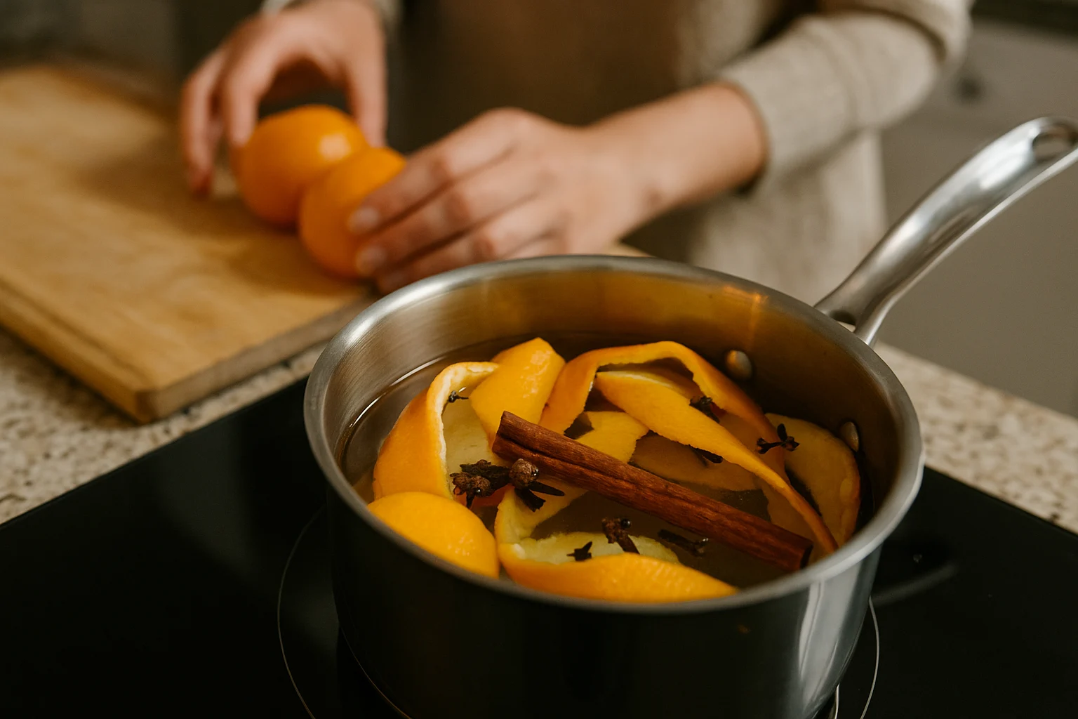 Truque com casca de laranja para perfumar a cozinha