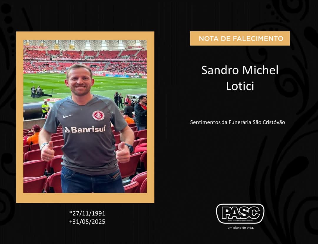 Familiares informam o falecimento de Sandro Michel Lotici
