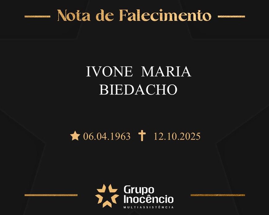 Familiares informam o falecimento de Ivone Biedacho - ppnews
