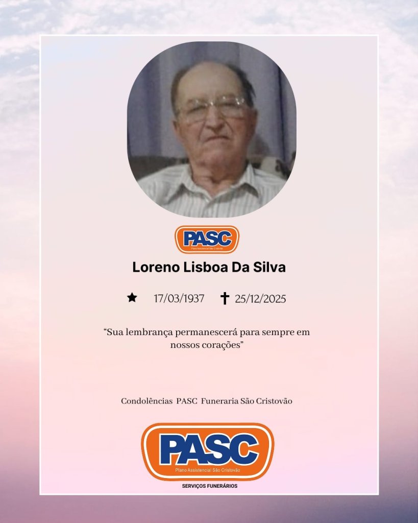Familiares informam o falecimento de Loreno Lisboa da Silva