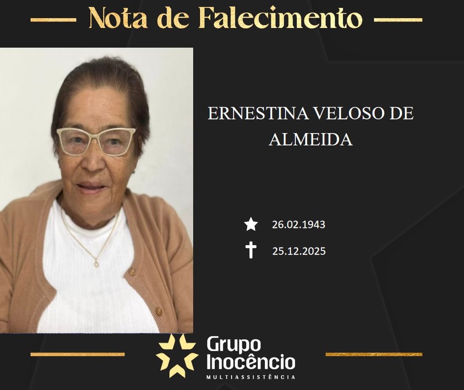 Familiares informam o falecimento de Ernestina Veloso de Almeida
