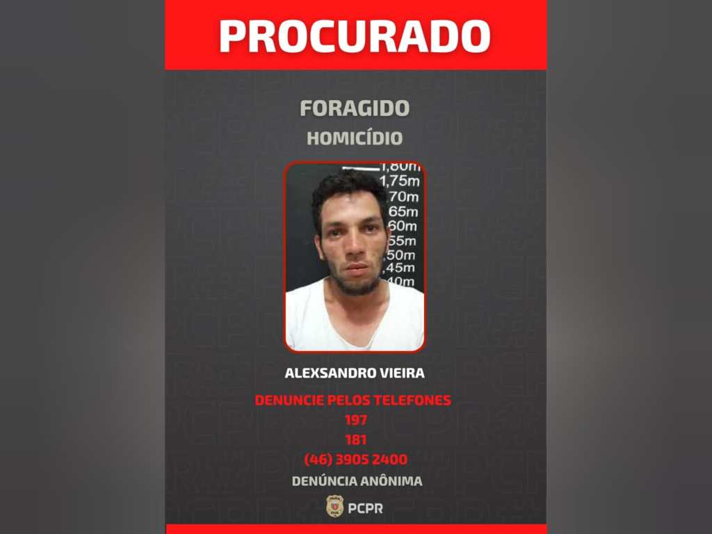 Polícia Civil divulga imagens de foragido acusado de homicídio