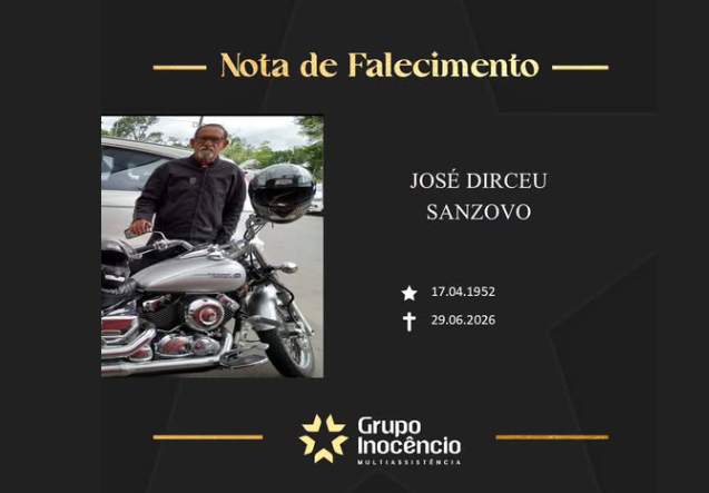 Família informa o falecimento de José Dirceu Sanzovo