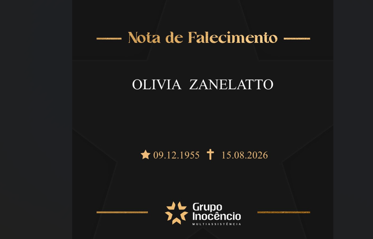 Família informa o falecimento de Olivia Zanelatto