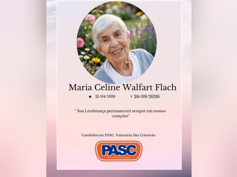 Família informa o falecimento de Maria Celine Walfart Flach