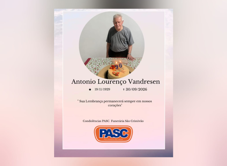 Família informa o falecimento de Antonio Lourenço Vandresen