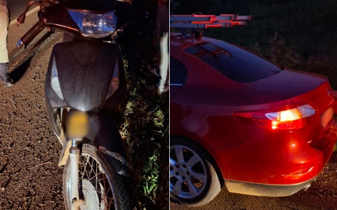 Colisão traseira na PR-475 deixa motociclista ferido