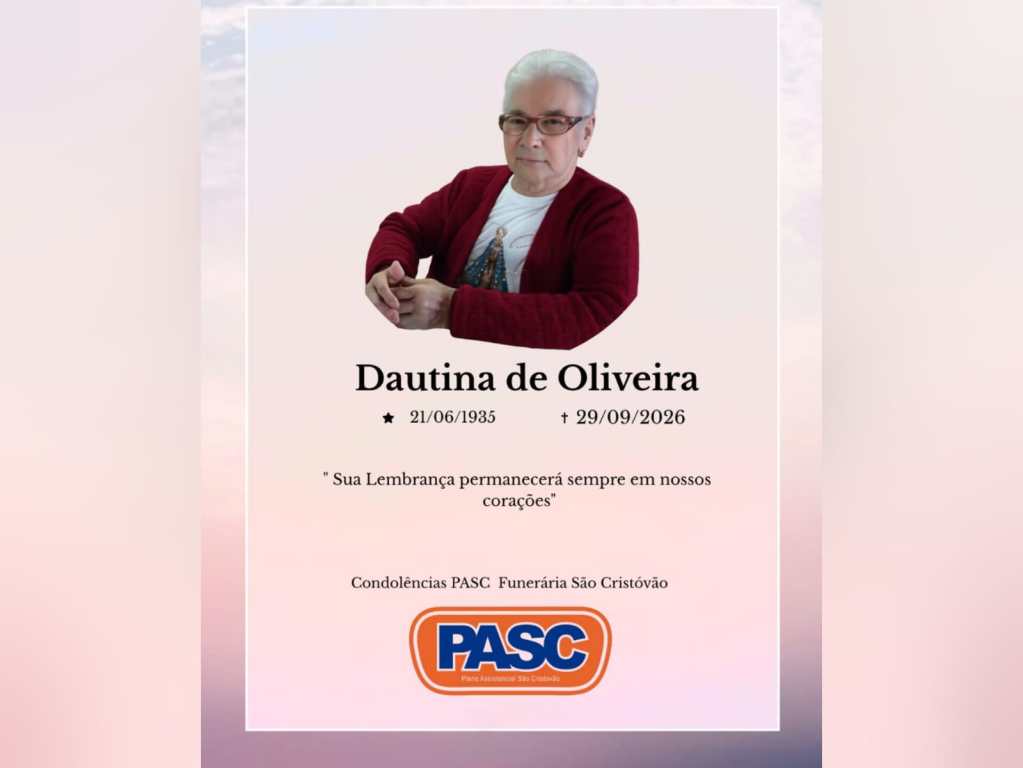 Família informa o falecimento de Dautina de Oliveira